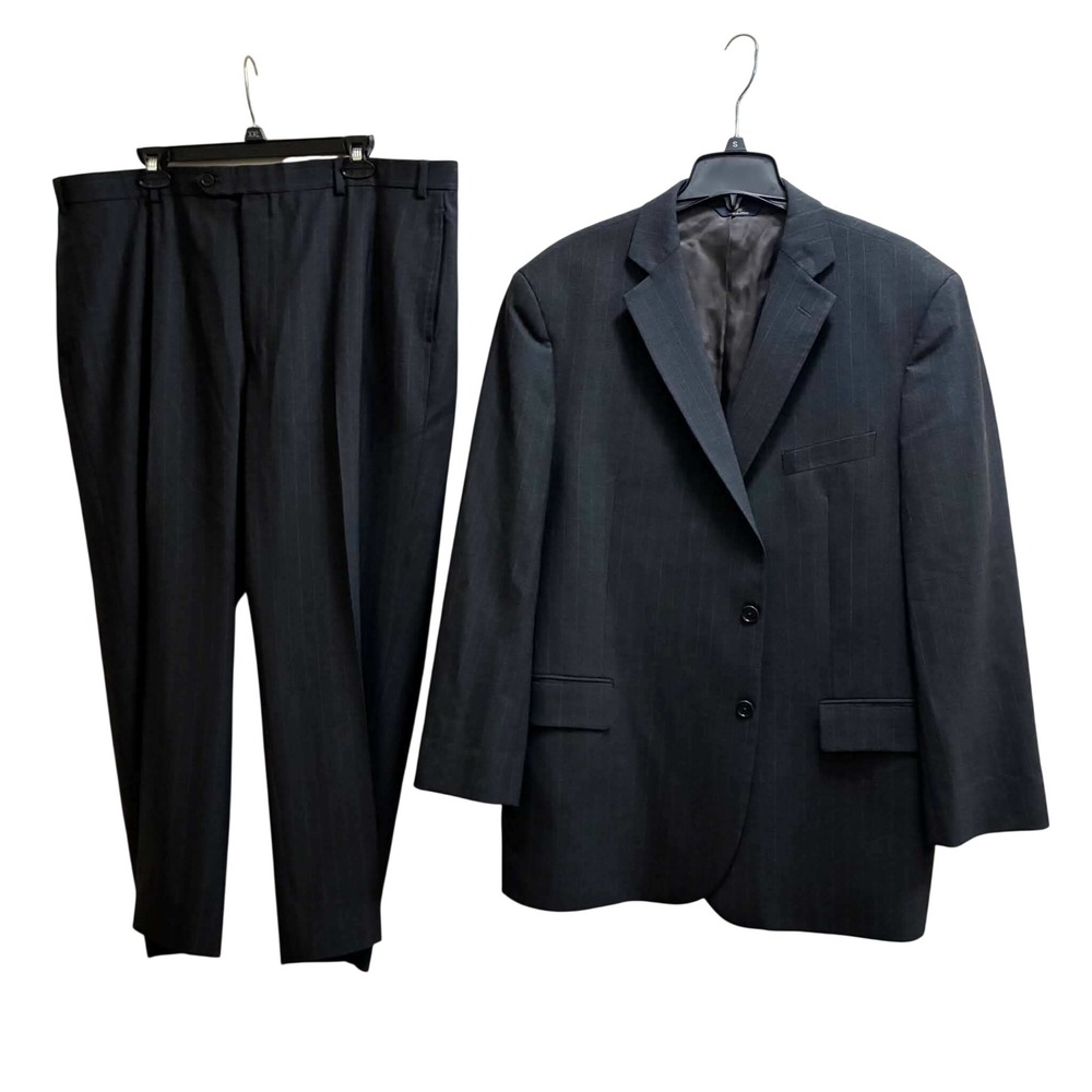 Brooks Brothers 346 Suit Mens 48R Charcoal Gray Pinstripe Wool Stretch 2pc Set